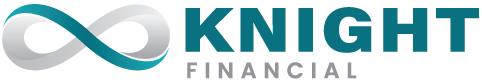 Knight Financial Logo, color scheme turquoise and gray.